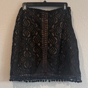 For Love And Lemons Black Geometric Lace Mini Skirt